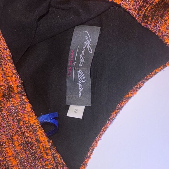 Hunter Dixon by Hunter Bell Orange Metallic Cocktail Dress size 2 Ring Collar - Picture 6 of 10